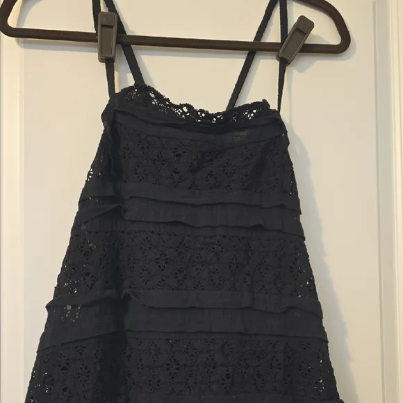 Free People One Adella Slip Dress Black Lace Mini XS Boho Festival Ruffle Hem - Picture 4 of 15
